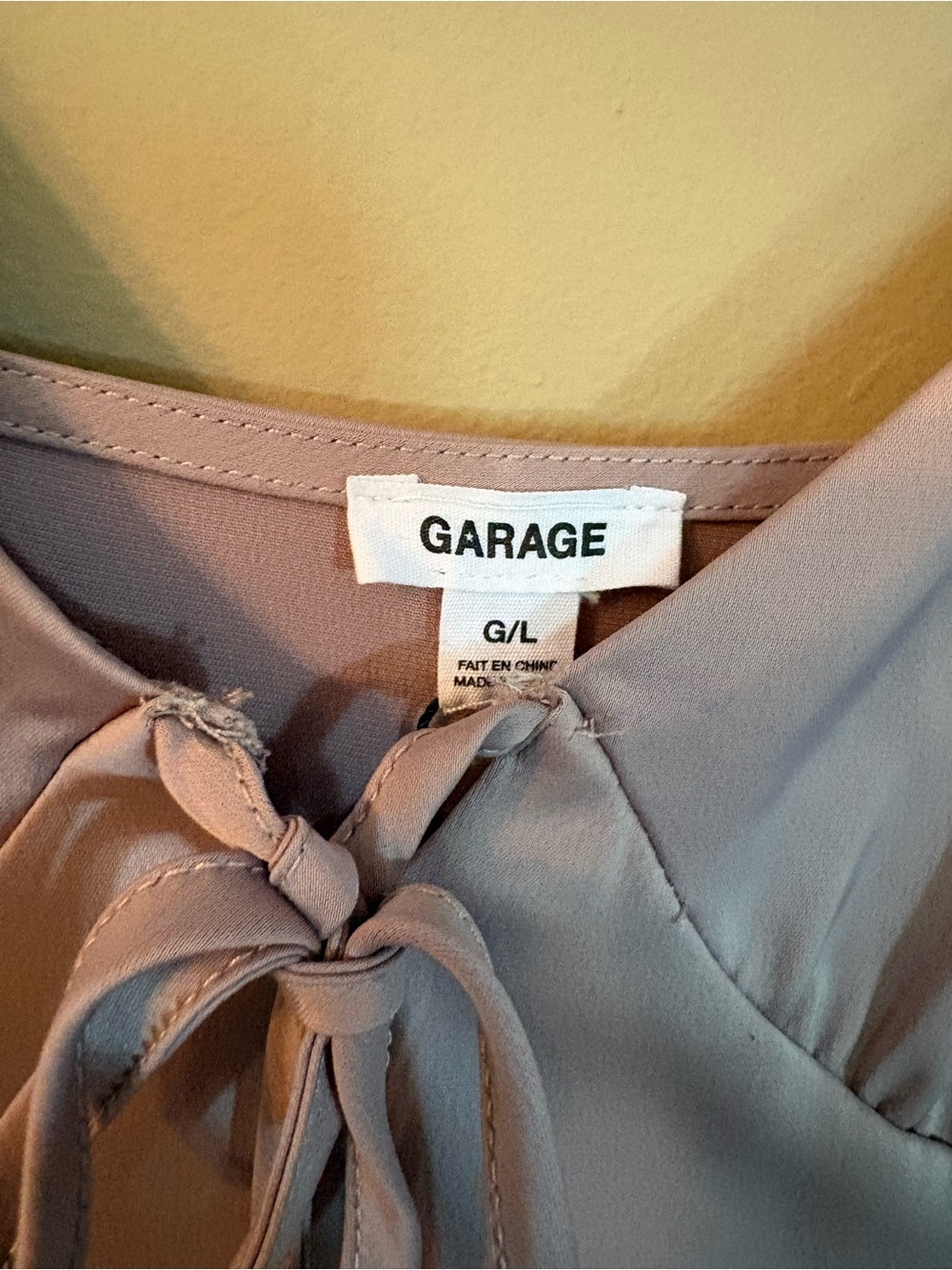 Garage Light Beige Tie-Front Slip Mini Dress - Picture 3 of 10